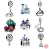 925 Sterling Silber baumelnder Charm Emaille Prinzessin Ballon Charm Schloss Perle passend für Pandora-Charm-Armbänder DIY-Schmuckzubehör