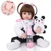 48 cm Baby Doll Bebe Reborn Silicone Panda Brown Eye kan ta bad från Brasilien R230925