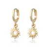Hoop & Huggie 1Pair Star Moon Eye Rhinestones Earrings For Women Simple Shiny Gold Hollow Small Ear Stud Jewelry E499Hoop
