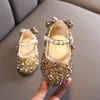 Spring Girls Glitter Wedding Performing Kids Baby Princess Gold Silver Toddler Flats Antiskid Dance Buty 220705