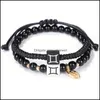 Jóias de braceletes de fios de miçangas 2pcs/conjunto 12 pulseira zodíaca com contas de aranha artesanal de barragem de casal trançado amizade de amizade 2021 sdy8n