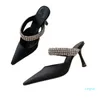 2022 Slides Sandals Designer Heels Womens Square Heel موجزات مصممة رفيعة