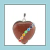 Outras jóias conjuntos de jln Heart Seven Chakra Pingente ioga Cura semi -preciosa de Cristal de Pedra Onyx Colar turquesa com 18 polegadas de bronze chai