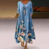 Casual jurken lente zomer dames kleden bloemenprint lange mouw maxi elegante plus size onregelmatige zoom vrouwelijke vestidos