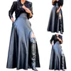 Rokken elegante lange rok stijlvolle maxi solide kleur mode faux lederen vrouwen