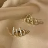 Geometrie Elegante Hengst Ohrringe Frauen glänzen Kubikzirkon 18k Gold Silber Diamond Ohrring Ohrringe Hochzeit Verlobungsfeier Juwely