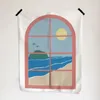Tapestries Window Scenery Hanging Cloth Starry Sky Beach Printed Background Cloths Wall Hanging Painting Bedroom Dormitory Decoration 20220530 D3
