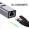 Connettori HUB USB C 1000Mbps 3 porte Adattatore Gigabit Ethernet USB 3.0 da tipo C a Rj45 per accessori per computer portatili MacBook