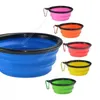 Pet Bowls Silicone Puppy Inklapbare Bowl Pet Feeding Bowls met klimmende gespannen Draagbare hondenvoercontainer 1000 stks DAW477