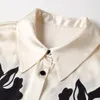 Kvinnors blusar Kvinnors skjortor Högkvalitativ 95% Silkblus Kvinnor Casual Style Flower Printed Shirt Turn-Down Neck Long Sleeve Tops