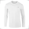 Men's T-Shirts Spring Soft Men T Shirt 100%cotton O-neck Casual Solid Long Sleve Embroidery T-shirt Harmont Mens Blaine Shirt239L