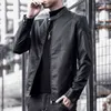 Mäns frostad skinnjacka Autumn Winter Fleece Casual Fashion Stand Collar Moto Jacket Men Slim High Quality Pu Leather Coats L220801