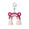 UPS Creatieve persoonlijkheid Tweedimensionale cartoonfeest voorkeur Key Chain Ins Rainbow Girl Leuke kat hand geweven tas hanger