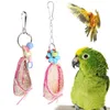 Perroquet en bois naturel balançoire jouet oiseaux perles colorées fournitures pour oiseaux cloches jouets perche balançoires suspendues Cage pour animaux de compagnie