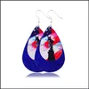 Dangle żyrandol kolczyki Biżuteria Nowa przybycie podwójnie warstwowy łza Niepodległość dzień American Flag Glitter E Dhmvp