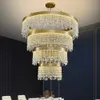 Lustre de cristal de luxo iluminação suspensão lâmpadas led de metal dourado para decoração sagueira sala de jantar hall hall de cozinha ilha