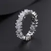 الهيب هوب المثلج خاتم الحب CZ Stone Tennis Band Rings Women Charm Jewelry Jewelry Crystal Zircon Diamond Rose Gold Silver Wedding G287W