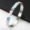 Cute Love Heart Gold Plating Staiess Steel Lucky Cuff Bangles Women Girls Wedding Party Charm Bangles Jewelry Gift282f