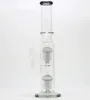 Hookah glass bong water pipe 13 inches blue double branch filter transparent straight bongs