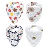 Baby Bibs Muslin Cotton Feeding Burp Cloths Newborn Saliva Towel Spring Summer Bandana Neck Scarf Triangle Towel Drool Bib Apron 4Pcs/Set B8082