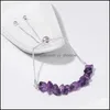 Beaded Strands Bracelets Jewelry Crystal Irregar Crushed Stone Beaded Bracelet Amethyst Quartz Wristband Bangles For Women Gift Drop Delive