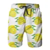 Shorts Masculinos Roupa de Banho Masculina Calção de Banho Limão Verão Estampado Praia Prancha de Natação Fatos de Banho Corrida Esportes Shorts de Surf Masculino Heat22