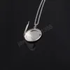 Circular Locket Pendants Necklace For Women Men Openable Photo Frame Glossy Stainless Steel Collar Chain Jewelry