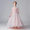 Girl's Dresses Pink Lace Flower Gil Party Princess Dress Wedding Long Gown Girls Costume Birthday Christmas Costumes First Communion Vestido