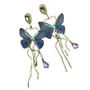 Lampadario pendente Nuovo trendy nappa lunga filato trasparente blu viola farfalla orecchino orecchino a goccia per le donne ragazza festa