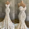 2022 2022 kant zeemeermin trouwjurken mouwloze bruidsjurk spaghetti riemen tule applique sweep trein op maat gemaakte plus size vestido de novia