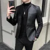 Мужские костюмы Blazers Brand Clothing Fashion мужская высококачественная кожаная куртка мужчина Slim Fit Business Кожаный костюм/мужские блейзеры 4xl 220826