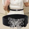 Cinture Moda Cintura larga regolabile Farfalle in ecopelle Fibbia Donna per abitoCinture Smal22