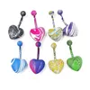 5pc Mycket rostfritt stål Belly Ring Paint Heart Belly Ring Navel Bell Button Rings Studs Fashion Body Jewelry 947 D3