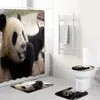 Dierlijke panda print douchegordijn tapijtomslag mat grappige toiletafdekkingen badkussen set badkamer decor non slip tapijt 220429