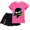 Girls t-shirt rokpak sweatshirt rose korte petticoat sets baby kinderen slaapkleding katoenen tiener tops zwarte A-lijn kleding kleding