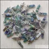 Arts And Crafts Arts Gifts Home Garden Natural Fluorite Stone Pillar Charms Point Chakra Pendants For Jewelry Making Sport Dh3F6