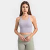 T-shirt firmata Tinta unita Cinturino sottile incrociato Gilet da yoga Reggiseno sportivo classico Gilet fitness da donna Bretella piccola Abbigliamento da allenamento Coppa staccabile Biancheria intima sexy