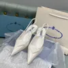 Mode-Super marque de qualité femmes sandales pompes talon bas designer de luxe en cuir brossé slingback pompe dame robe de soirée de mariage chaussures