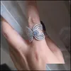 Anéis de casamento Jóias Desconto Venda Europa Europa Moda 3A Zircão Micro Micro pavimentado Geométrico Ring Designer Festa de cobre de luxo para Drop del