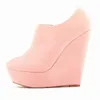 Dress Shoes Pumps New Mature Sexy Four Seasons Wedge High Heel Shallow Mouth Platform Sanded Bare Roman Boots Women S Shoes 220610