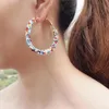 후프 huggie bohemia round beade earrings 여자 수제 수지 구슬 성명서 큰 보석 도매 gifthoop