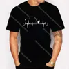 Engraçado Vinho Heartbeat Impressão Camiseta Homens Camiseta Luminosa Gráfico Tee Tops Verão Oneneck Masculino Camiseta Oversized Feminino Streetwear 220608