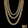 Kedjor halsband hängsmycken smycken m 5mm 7mm rostfritt stål kubansk länk för kvinnor män 18k guld pläterad titan choker halsband mode droppe