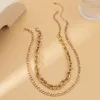 Cadenas Ailodo 2 PCS/Set Hiphop Collar de cadena gruesa para mujeres Declaración de color de color de oro minimalista Joya de joyas de regalos