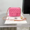 17 cm Mini Crush Ball Flap Bag Square Candy Dziewięć kolorów Klasyczny kołdry w kratę pasek na ramię złota metalowy sprzęt Crossbody Designer Luksusowy torebka dla kobiet