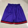 Shorts da basket di squadra Retro Retry Just Don Men Wear Sport Pant con pantaloni a tasca con cerniera con cerniera Pop Pop Pop bianco Blu Purpla Blu Blu Purpla cucita