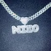 9mm Cuban Link Chain With Name Pendant Choker Heart Bail Letters Custom Necklace for Men Women