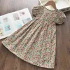 Keelorn 2022 New Summer Kids Girls Dress Flower Print Dresses Floral Bow para garotas Moda Princesa Cotton Crianças Roupas 3-7Y Y220510