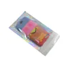 Laser Color Aluminum Foil Self Adhesive Retail Bag Candy Mylar Packing Pouch for Grocery Crafts Packaging Express266a