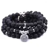 Beaded Strands HYHONEY High Quantity Natural Stone Bracelets For Women 108 Mala Yoga Lotus Pendant Charms Bracelet Men Jewelry Trum22